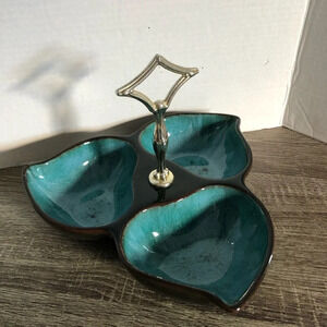Vtg Blue Mountain Pottery Three Section Handled Dish
